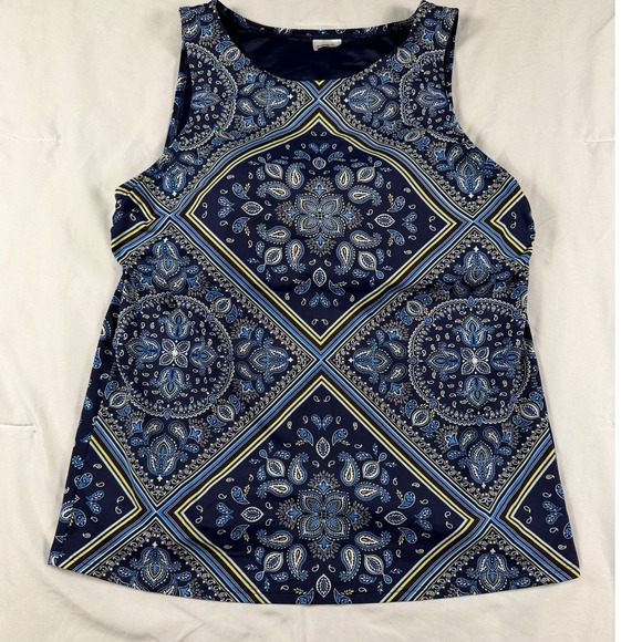 Lands' End Other - Lands End Navy Blue Paisley Bandana Print Sleeveless Swim Tunic Tankini Top